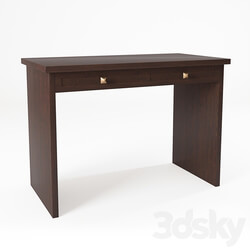 Table - Walnut Desk with golden detail knob 