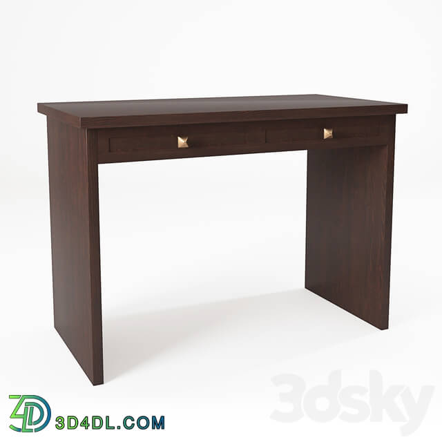 Table - Walnut Desk with golden detail knob