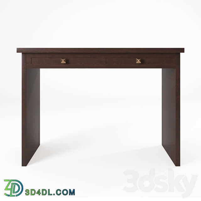 Table - Walnut Desk with golden detail knob