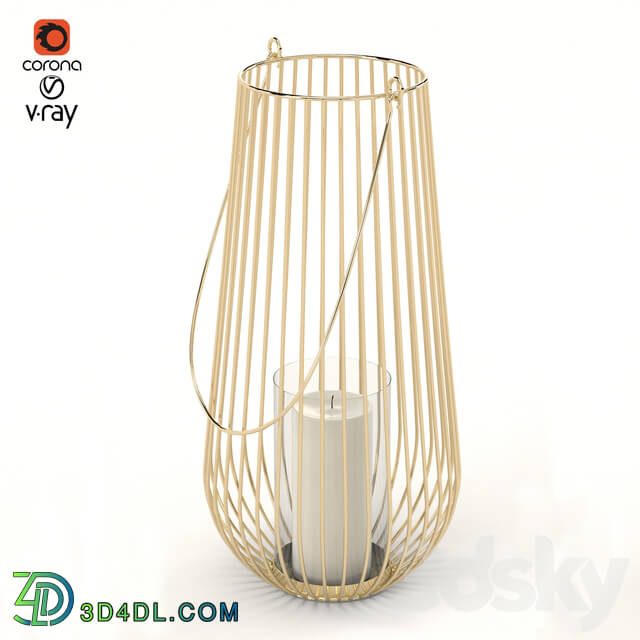 Other decorative objects - ZARA HOME LANTERN WITH GOLD BARS