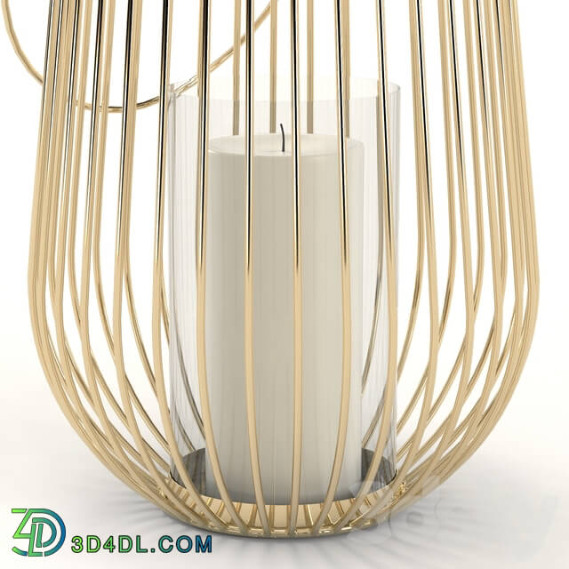 Other decorative objects - ZARA HOME LANTERN WITH GOLD BARS