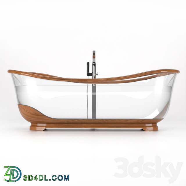 Bathtub - Glass and wood bathroom