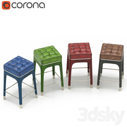 Chair - Rectangle leather stool 