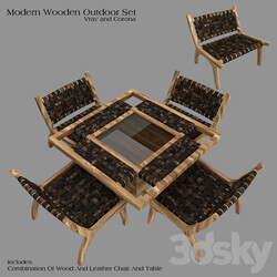 Table _ Chair - Wooden Outdoor Set 