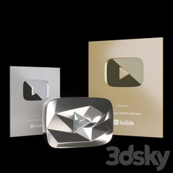 Other decorative objects - Youtube button silver gold diamond 