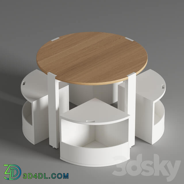 Table _ Chair - Crate and Barrel Nesting White and Natural Play Table
