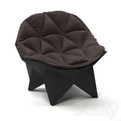 Chair - Leather Chair With Geometric Shell 