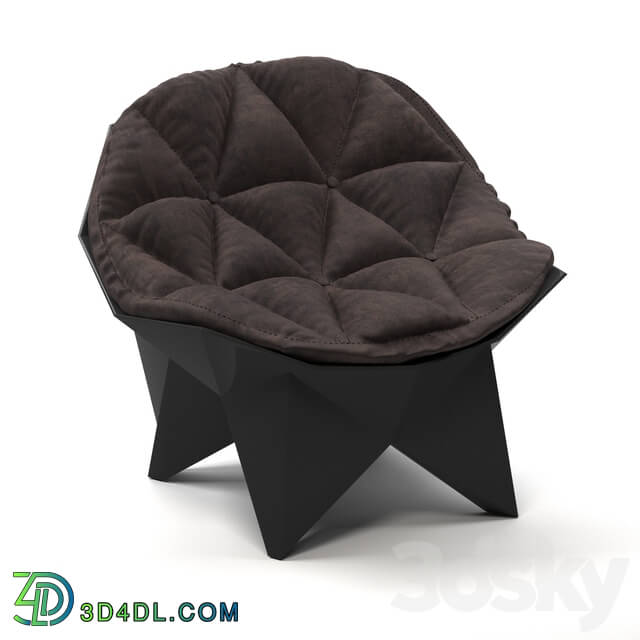 Chair - Leather Chair With Geometric Shell