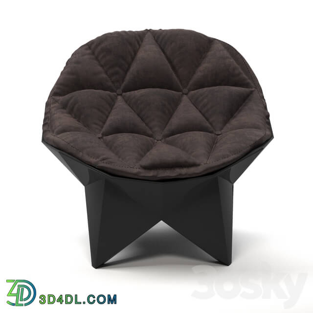 Chair - Leather Chair With Geometric Shell