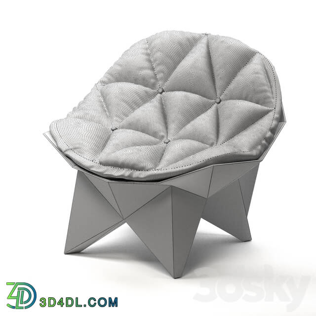 Chair - Leather Chair With Geometric Shell