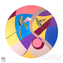 Frame - OM Hummingbird. Round canvas. 