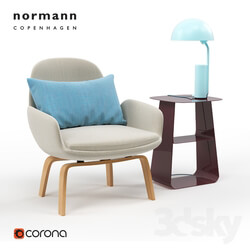 Arm chair - Normann Copenhagen. Era Lounge Chair Low _ Stay Table 40x40 _ Cap Table Lamp 