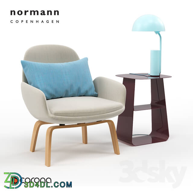 Arm chair - Normann Copenhagen. Era Lounge Chair Low _ Stay Table 40x40 _ Cap Table Lamp