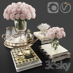 Decorative set - Rose and crystal vase decoration set 11 