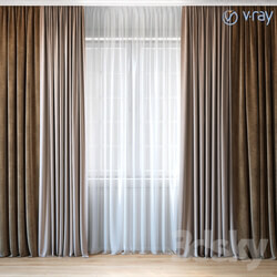 Curtain - Curtains with tulle set 02 