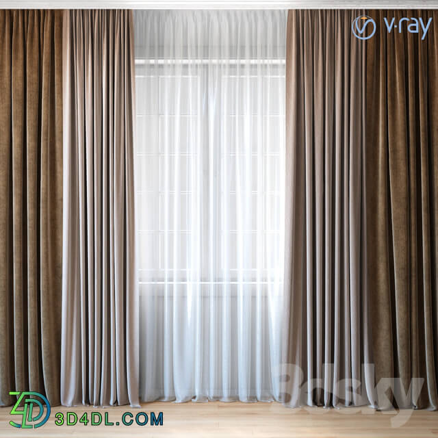 Curtain - Curtains with tulle set 02