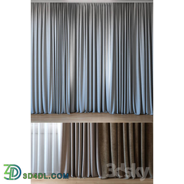 Curtain - Curtains with tulle set 02