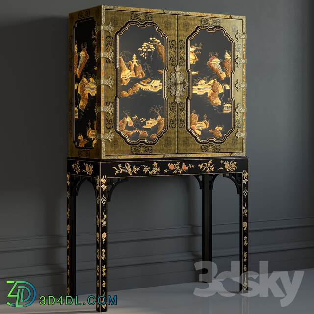 Wardrobe _ Display cabinets - BAKER GeorgeIII Oriental Lacquer Cabinet