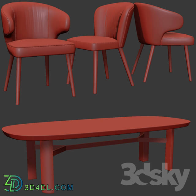 Table _ Chair - Minotti Aston Dining Chair Set