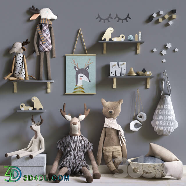 Toy - set of soft toys and accessories in the Scandinavian style