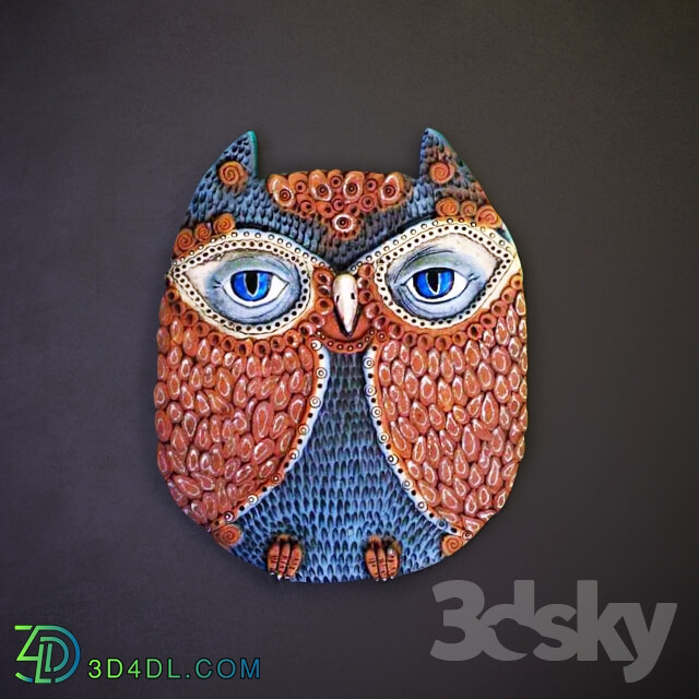 Other decorative objects - Ceramic panel _quot_Owl_quot_ _3 pieces_