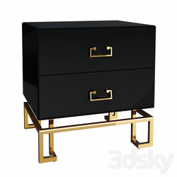 Sideboard _ Chest of drawer - Garda Decor. Black bedside table with drawers KFG059 