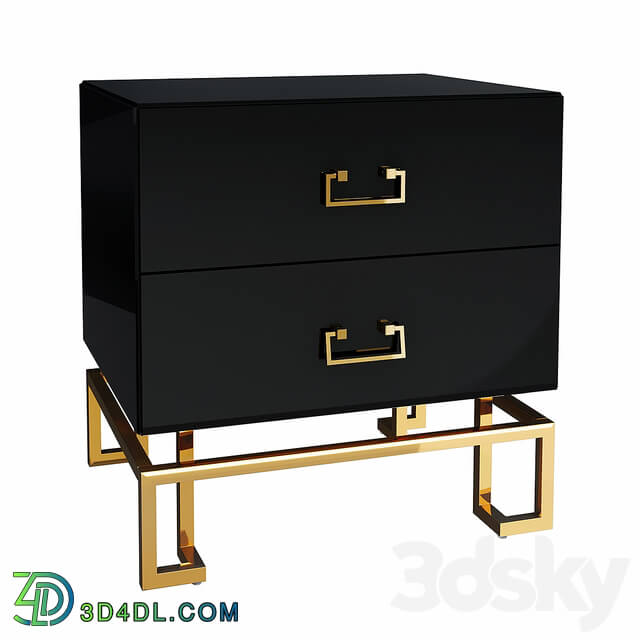 Sideboard _ Chest of drawer - Garda Decor. Black bedside table with drawers KFG059