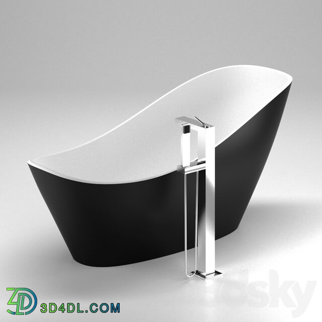 Bathtub - Black Acrylic Cabinet Bathtub