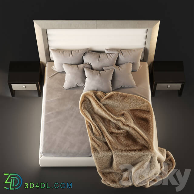 Bed - Contemporary Alligator Embossed Pattern Leather Bed