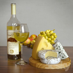 Food and drinks - White wine and cheese set 