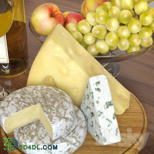 Food and drinks - White wine and cheese set