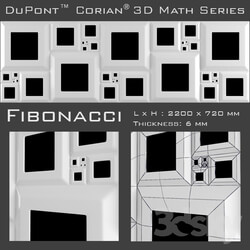 3D panel - 3D Panel Corian Fibonacci 