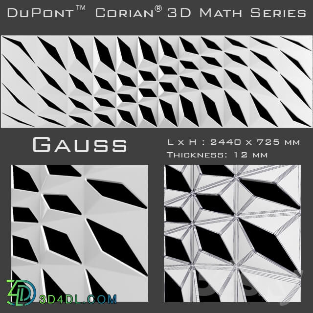 3D panel - 3D Panel Corian Gauss