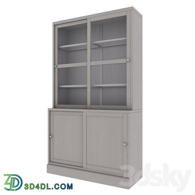 Wardrobe Display cabinets HAVSTA combination with sliding doors gray 121x47x212 cm