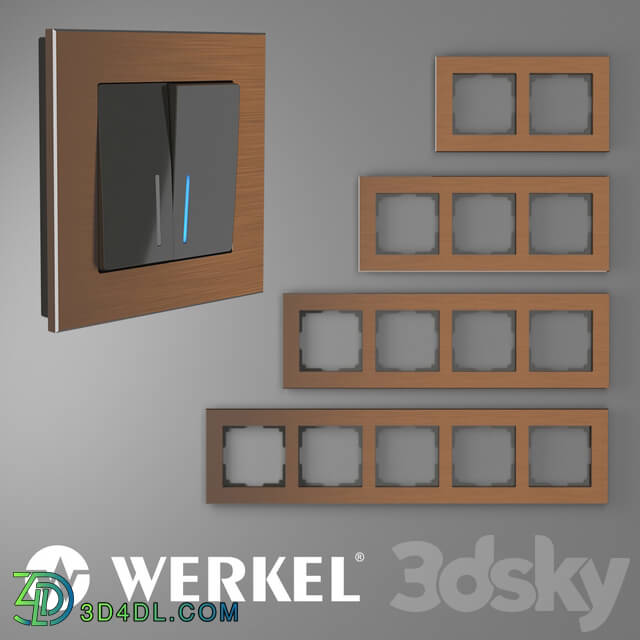 Miscellaneous - OM Metal frames for sockets and switches Werkel Aluminum brown