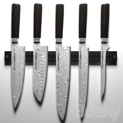 Tableware - Samura Damascus Steel Premium Knife Set _ Magnetic Knife Holder 