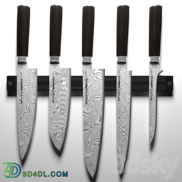 Tableware - Samura Damascus Steel Premium Knife Set _ Magnetic Knife Holder
