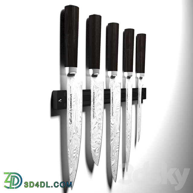 Tableware - Samura Damascus Steel Premium Knife Set _ Magnetic Knife Holder