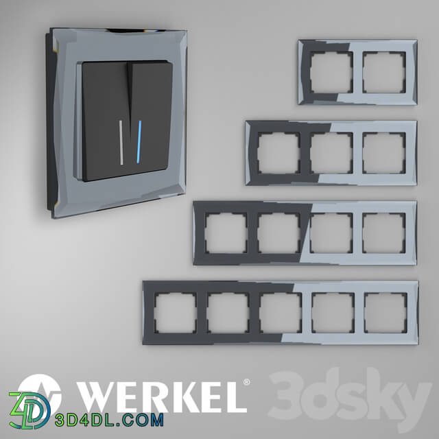 Miscellaneous - OM Glass frames for sockets and switches Werkel Diamant Black