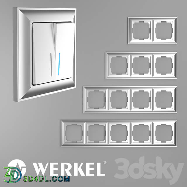 Miscellaneous - OM Plastic frames for sockets and switches Werkel Fiore Silver
