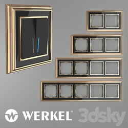 Miscellaneous - OM Metal frames for sockets and switches Werkel Palacio Gold _ black 