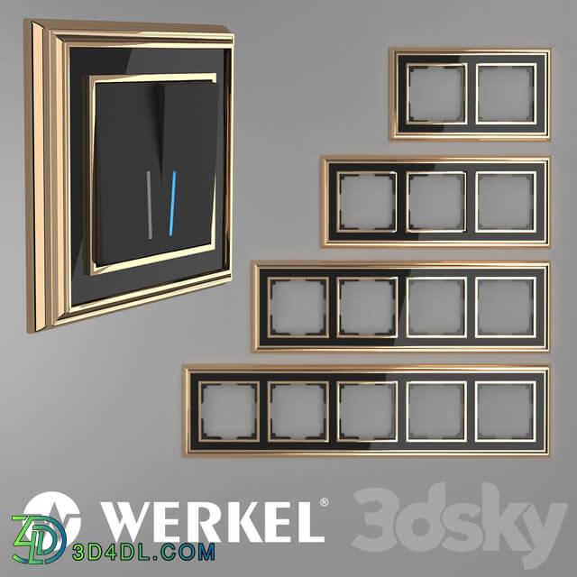 Miscellaneous - OM Metal frames for sockets and switches Werkel Palacio Gold _ black