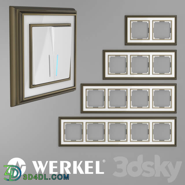 Miscellaneous - OM Metal frames for sockets and switches Werkel Palacio Bronze _ white