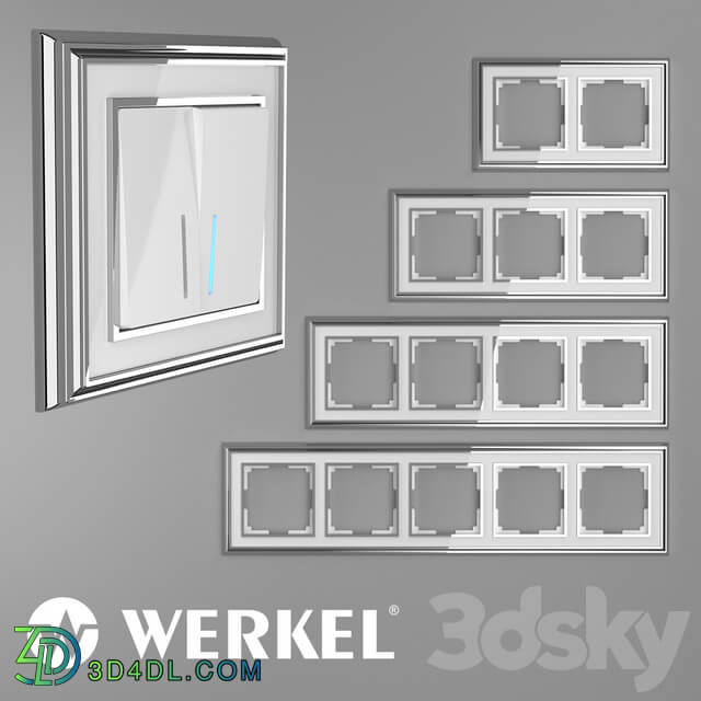 Miscellaneous - OM Metal frames for sockets and switches Werkel Palacio Chrome _ white