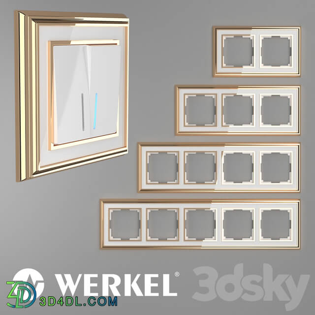 Miscellaneous - OM Metal frames for sockets and switches Werkel Palacio Gold _ white