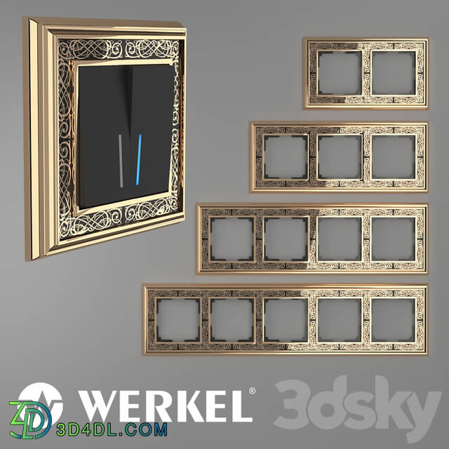 Miscellaneous - OM Metal frames for sockets and switches Werkel Palacio Gracia Gold _ black