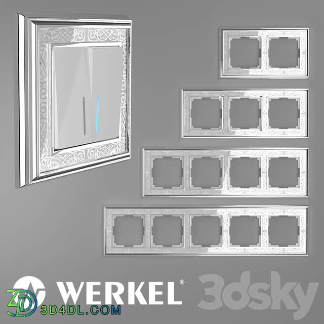 Miscellaneous - OM Metal frames for sockets and switches Werkel Palacio Gracia Chrome _ white