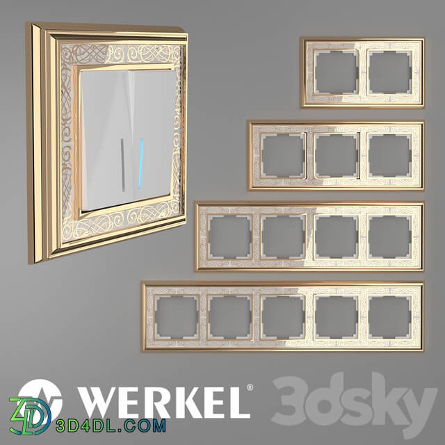 Miscellaneous - OM Metal frames for sockets and switches Werkel Palacio Gracia Gold _ white