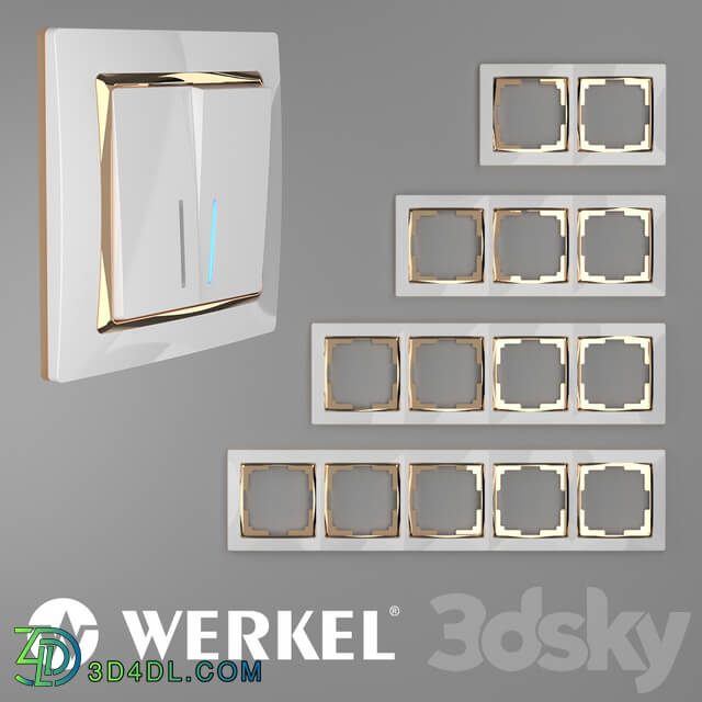 Miscellaneous - OM Plastic frames for sockets and switches Werkel Snabb White _ gold
