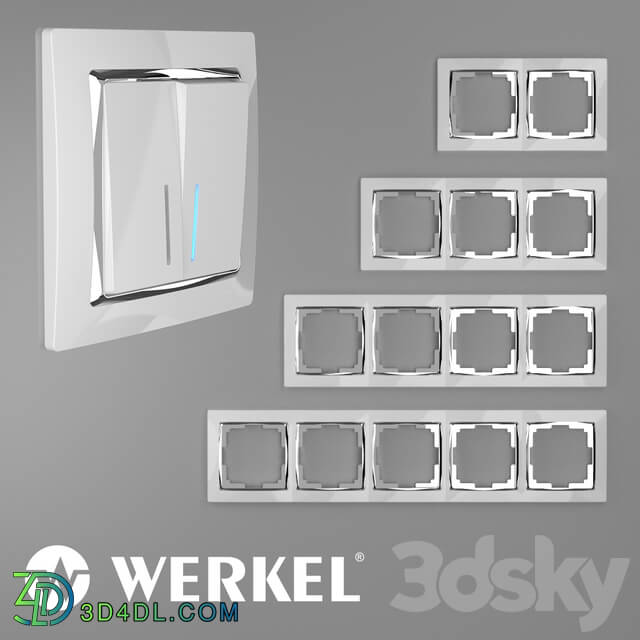 Miscellaneous - OM Plastic frames for sockets and switches Werkel Snabb White _ chrome